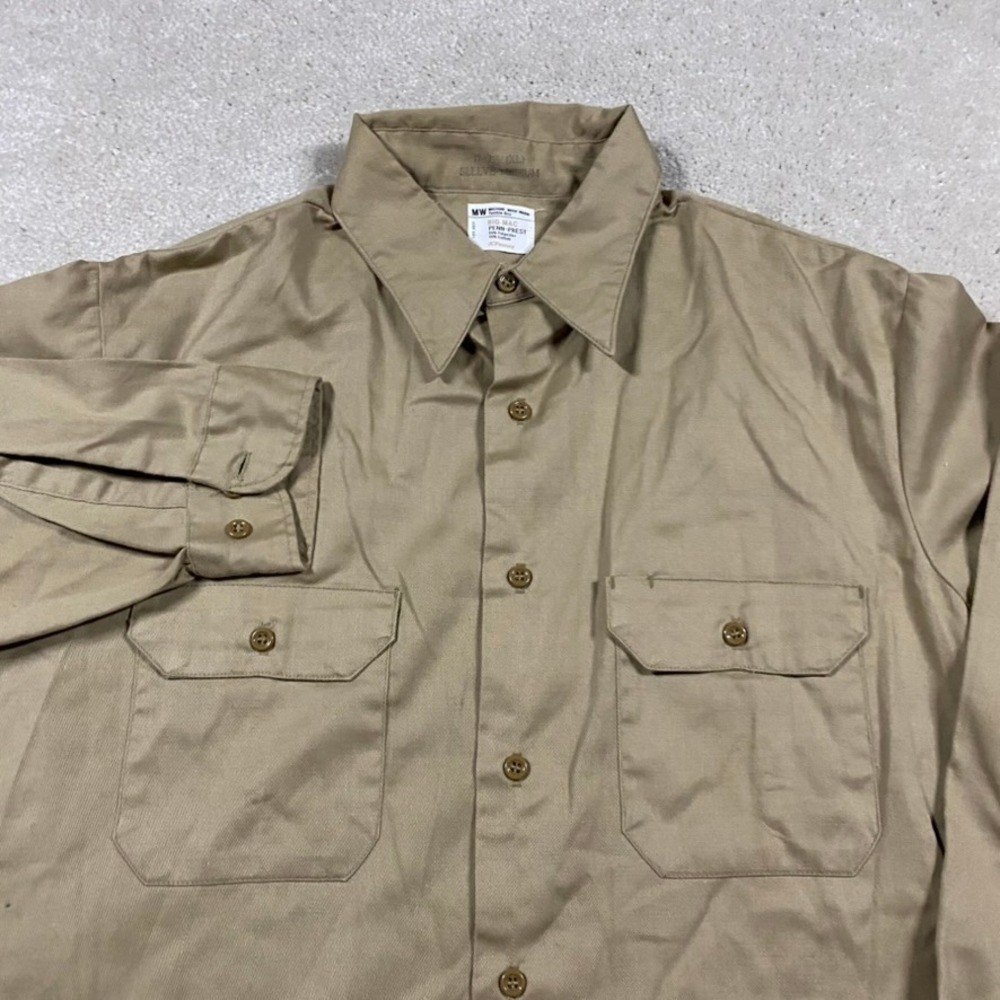 VTG Penneys Big Mac Work Shirt Mens XL Khaki Tan Penn Prest Button Down Retro